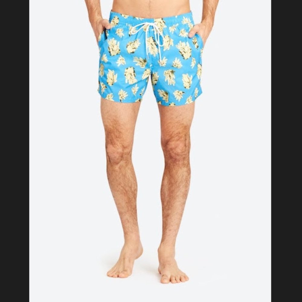 Bonobos 5" inseam swim trunks - L - Blue Banana Bunch
